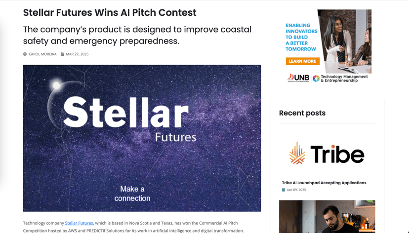 Stellar Futures Wins AWS Canada National AI Pitch Competition